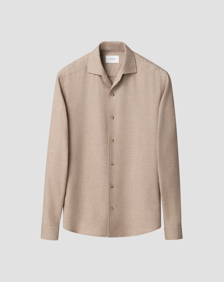 Skjorte - Solid Flannel Shirt Beige
