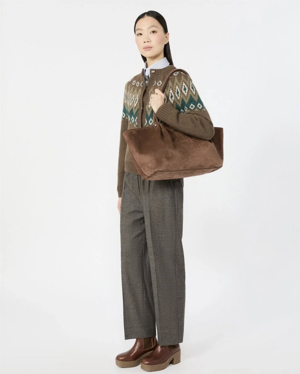 Veske - Apesi Large Top Handle Tote Bag Brown