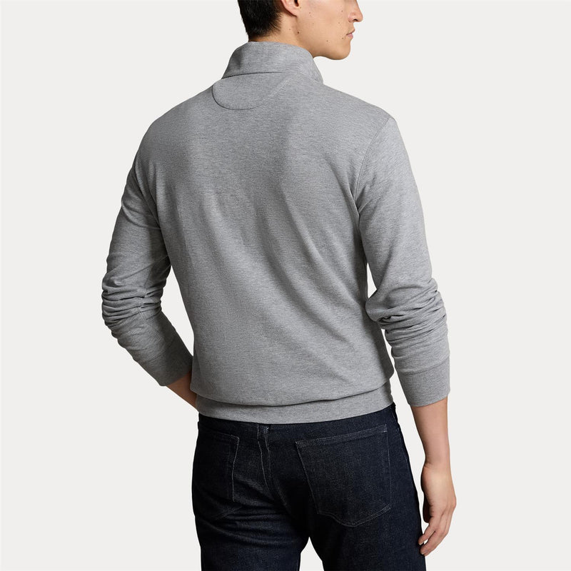 Genser - Luxury Jersey Quarter-Zip Pullover Steel Heather