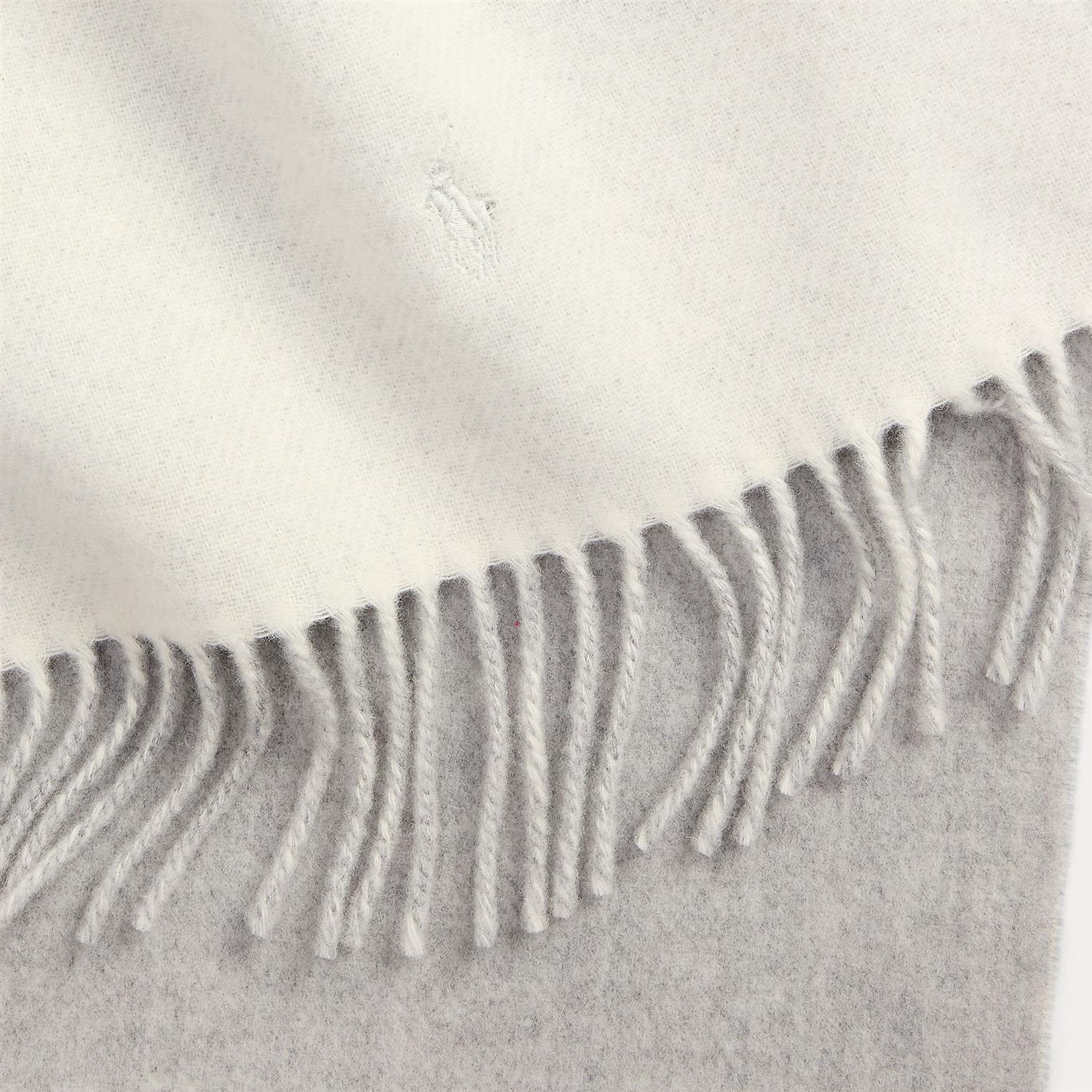 Skjerf - Fringe-Trim Wool Scarf Cream Light Vintage Heather