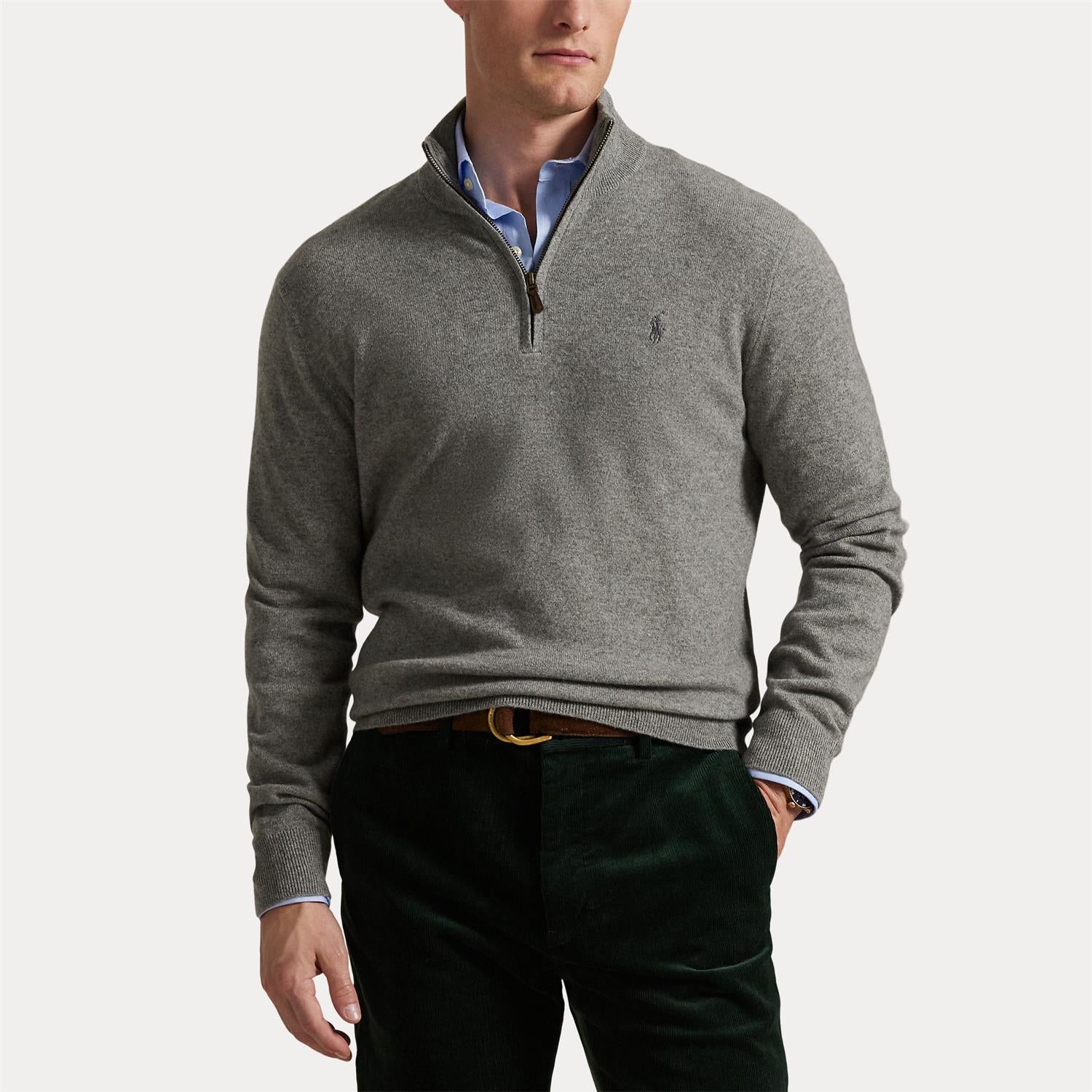 Genser - Wool Quarter-Zip Sweater Fawn Grey Heather