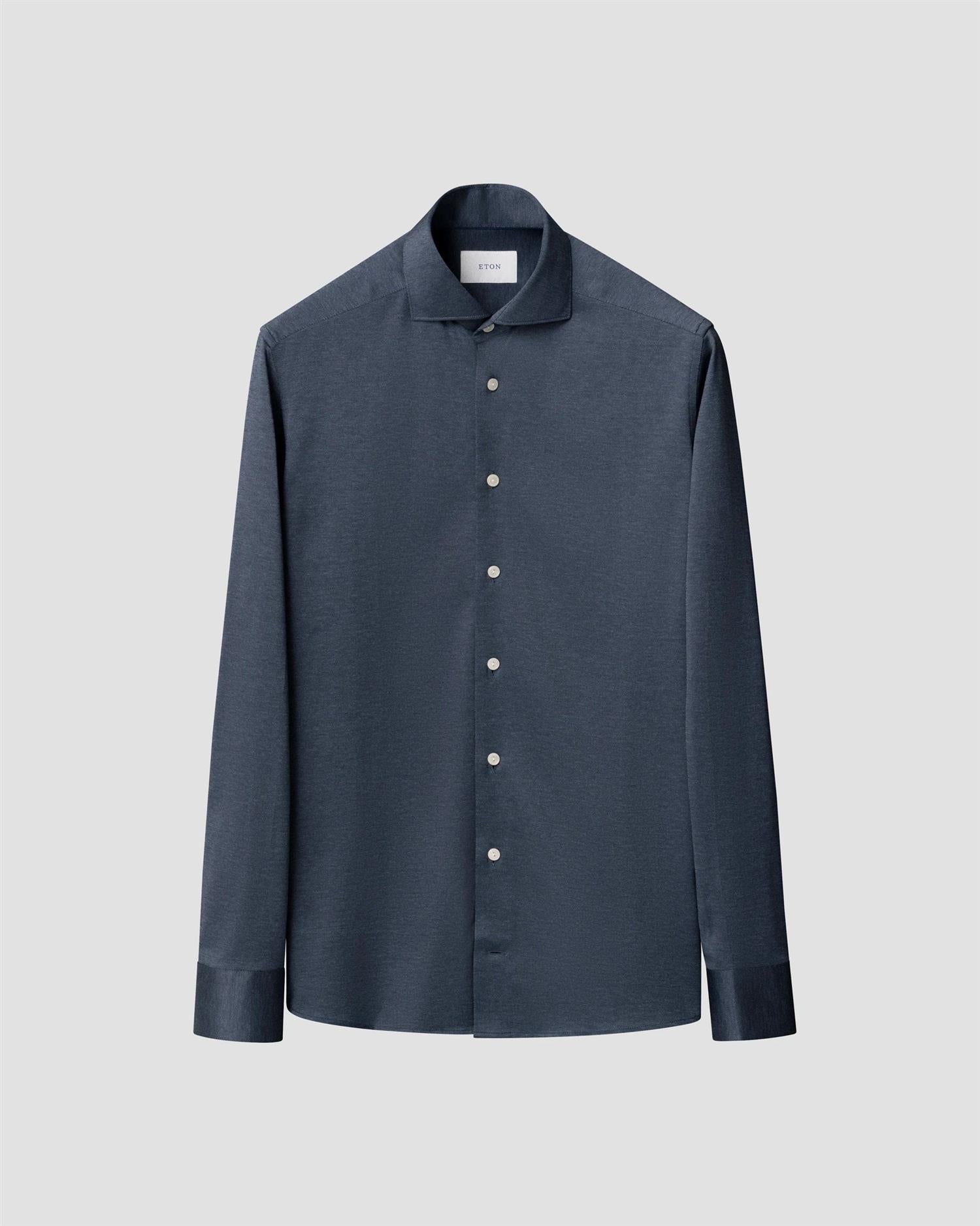 Skjorte - Blue Filo Di Scozia Knit Shirt Slim Fit