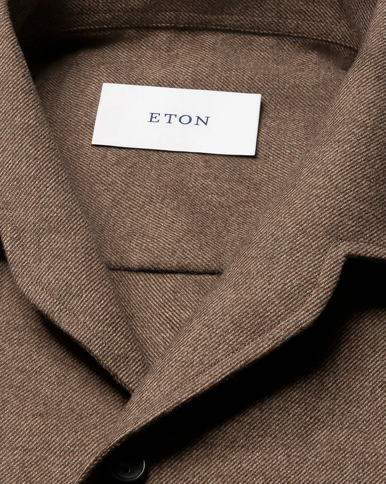Skjorte - Solid Flannel Shirt Brown
