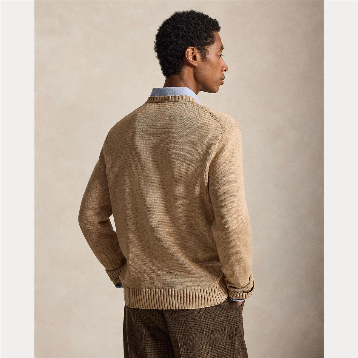 Genser - Cotton Crewneck Sweater Camel Melange