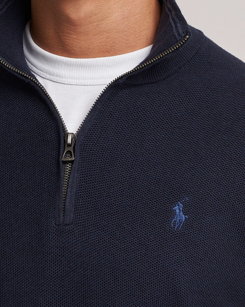 Genser - Textured Half-Zip Navy Heather