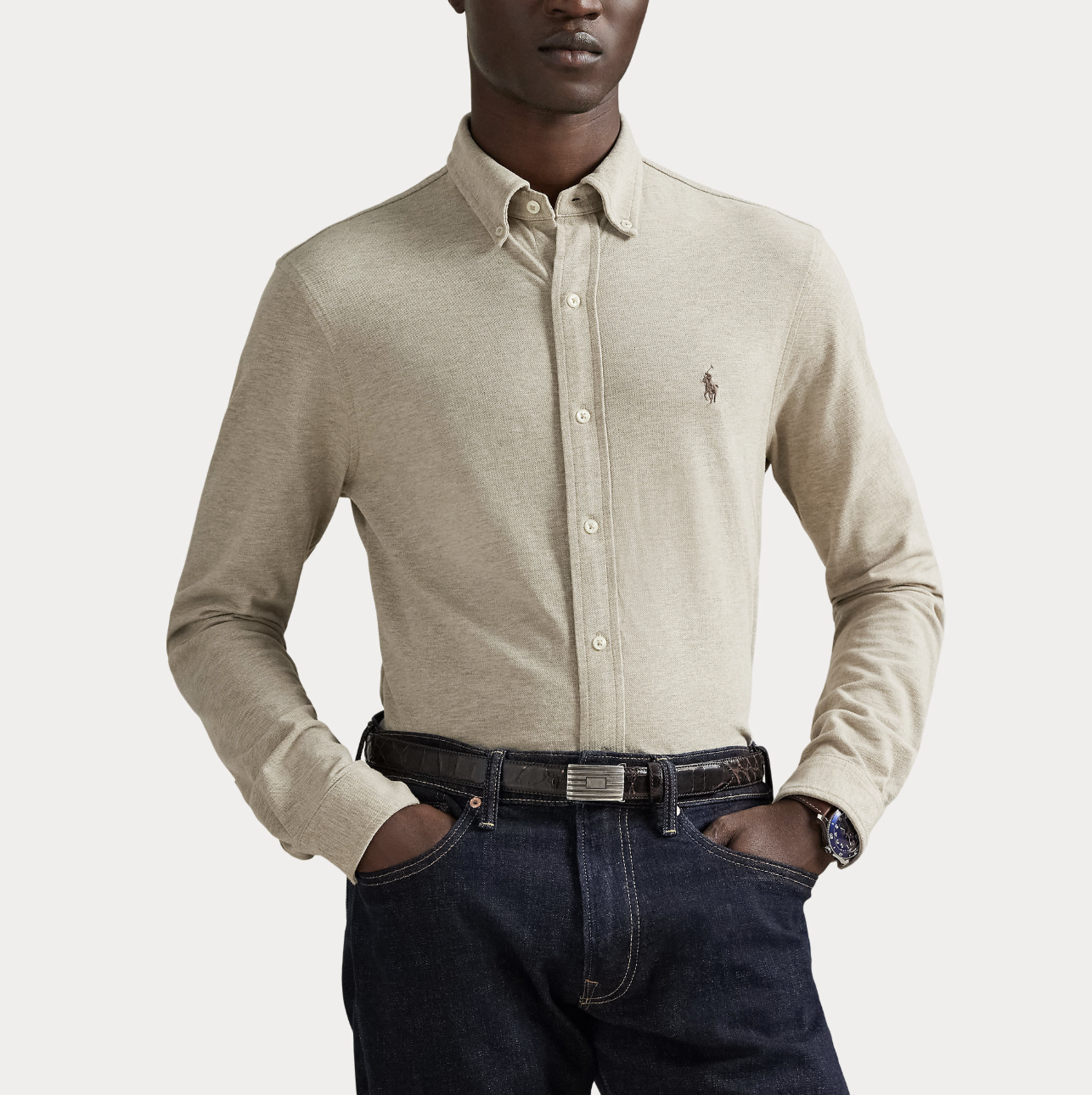 Skjorte - Featherweight Mesh Tuscan Beige Heather