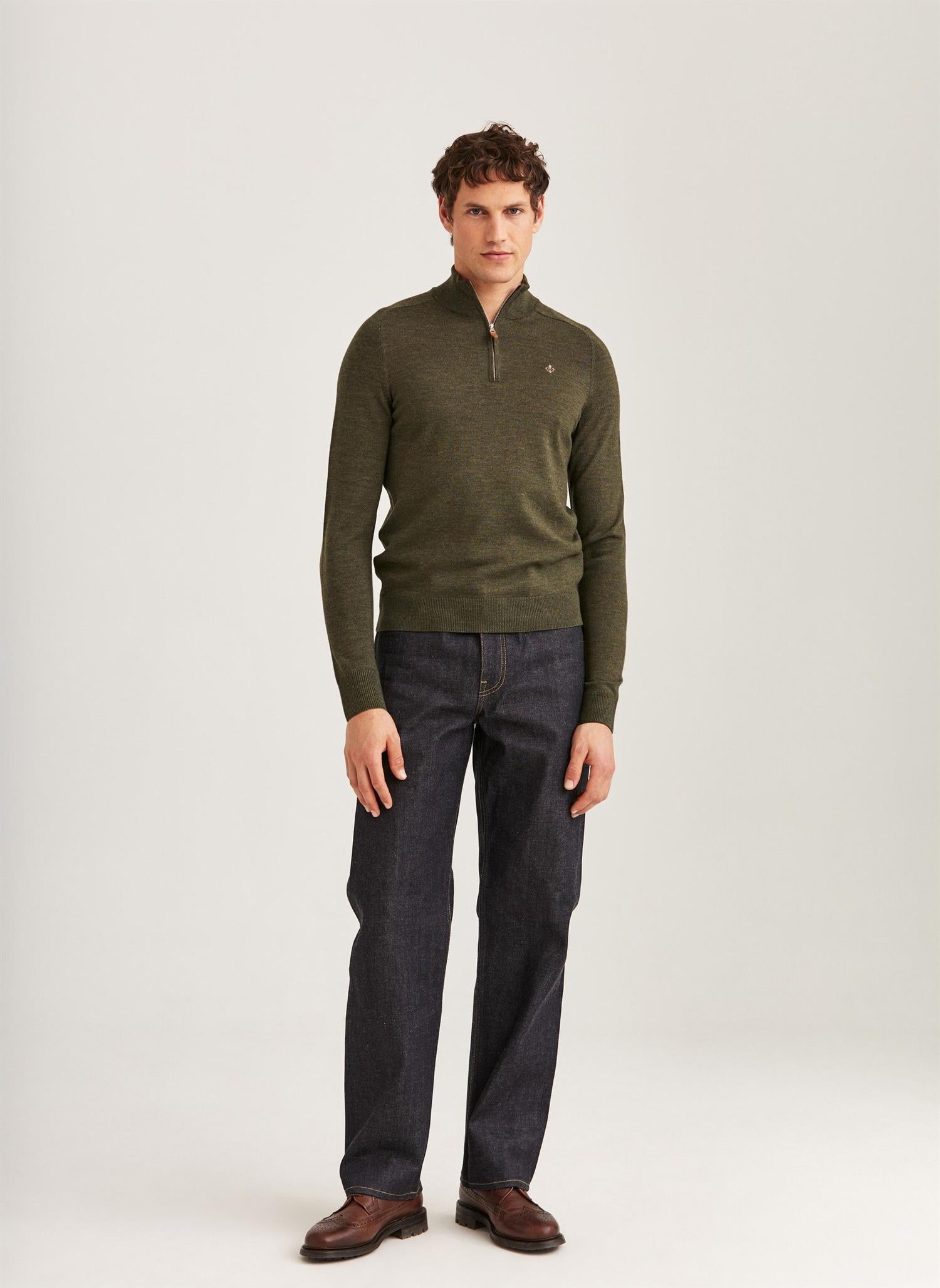 Genser - Merino John Zip Olive