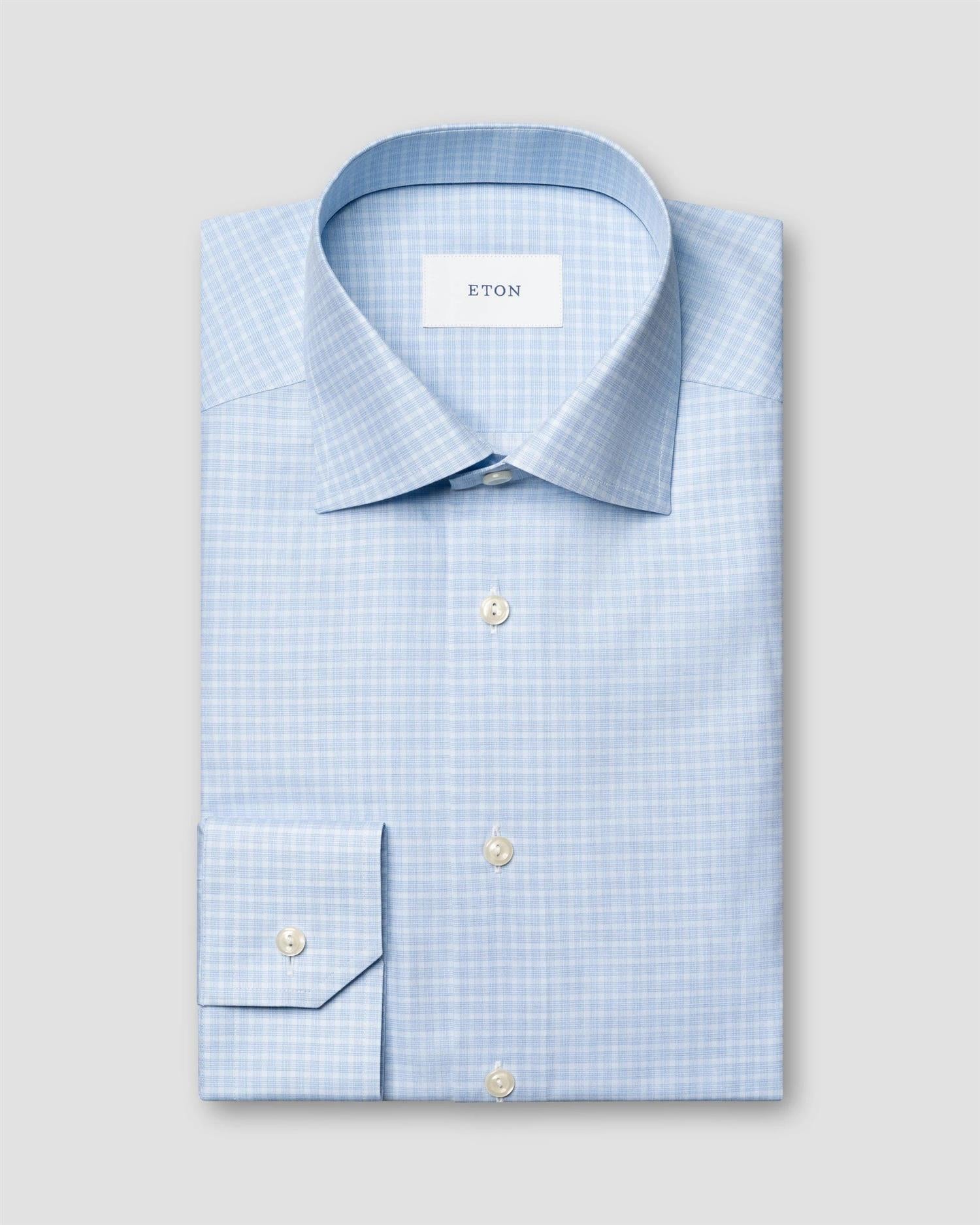 Skjorte - Dark blue Check Fine Twill Shirt Slim Fit