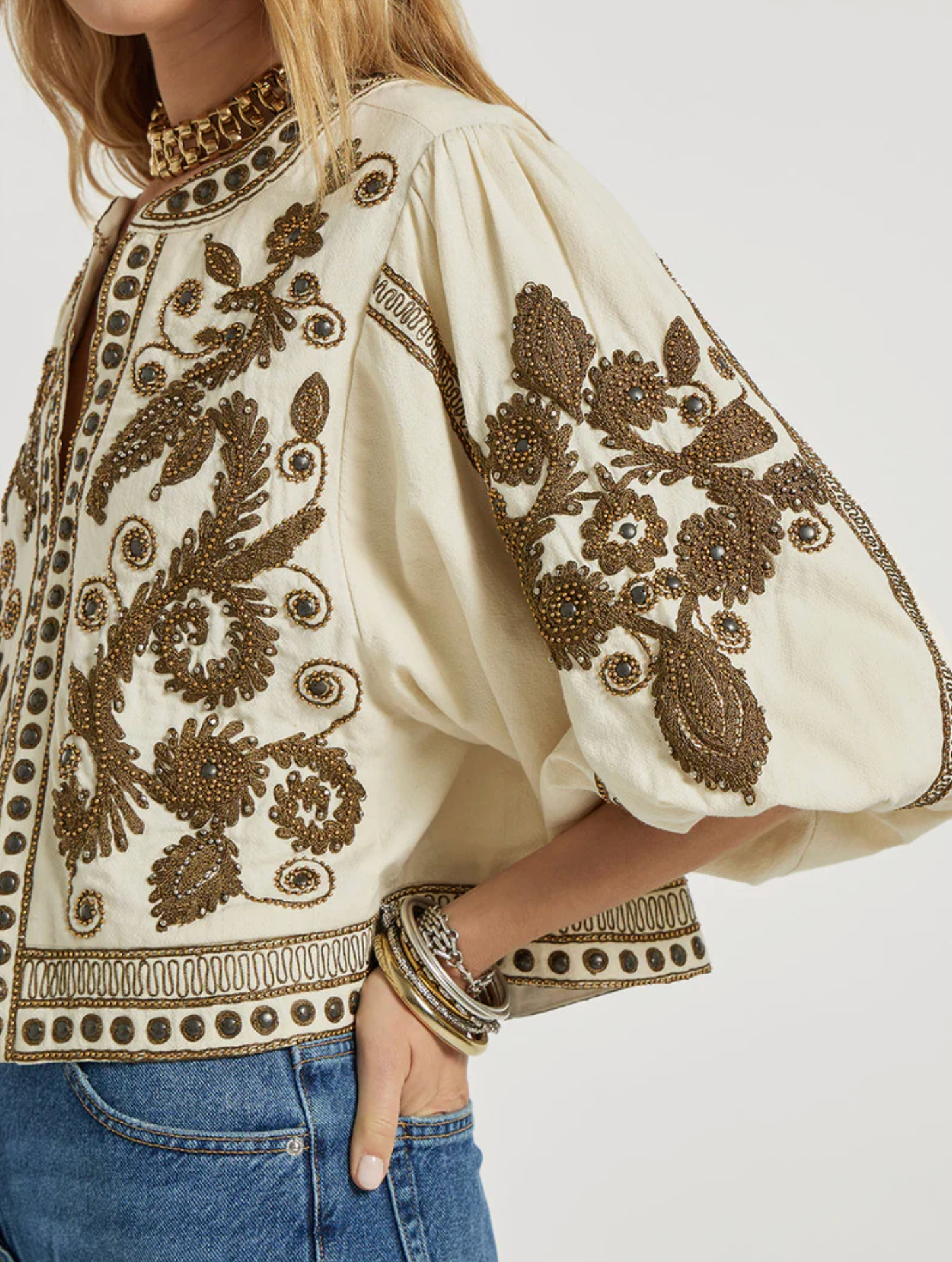 Jakke - Maris Jacket Vanilla With Olive Green