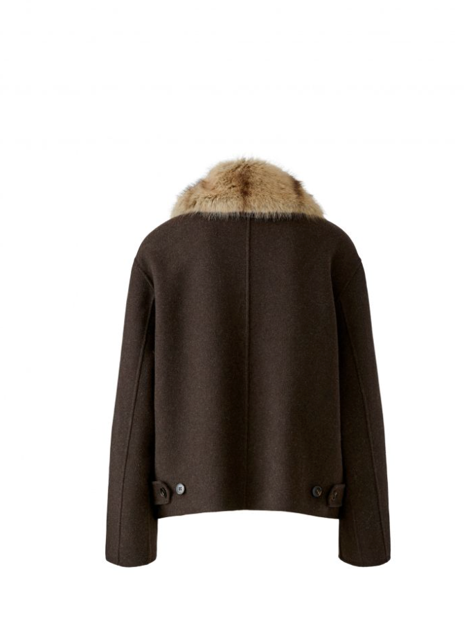 Jakke - Wool Jacket With Fur CollarChocolate Torte