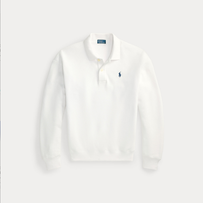 Genser - Polo Collar Fleece Pullover White