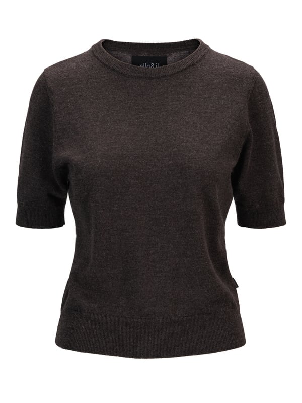 Topp - Emmy Merino Top Dark Brown Melange