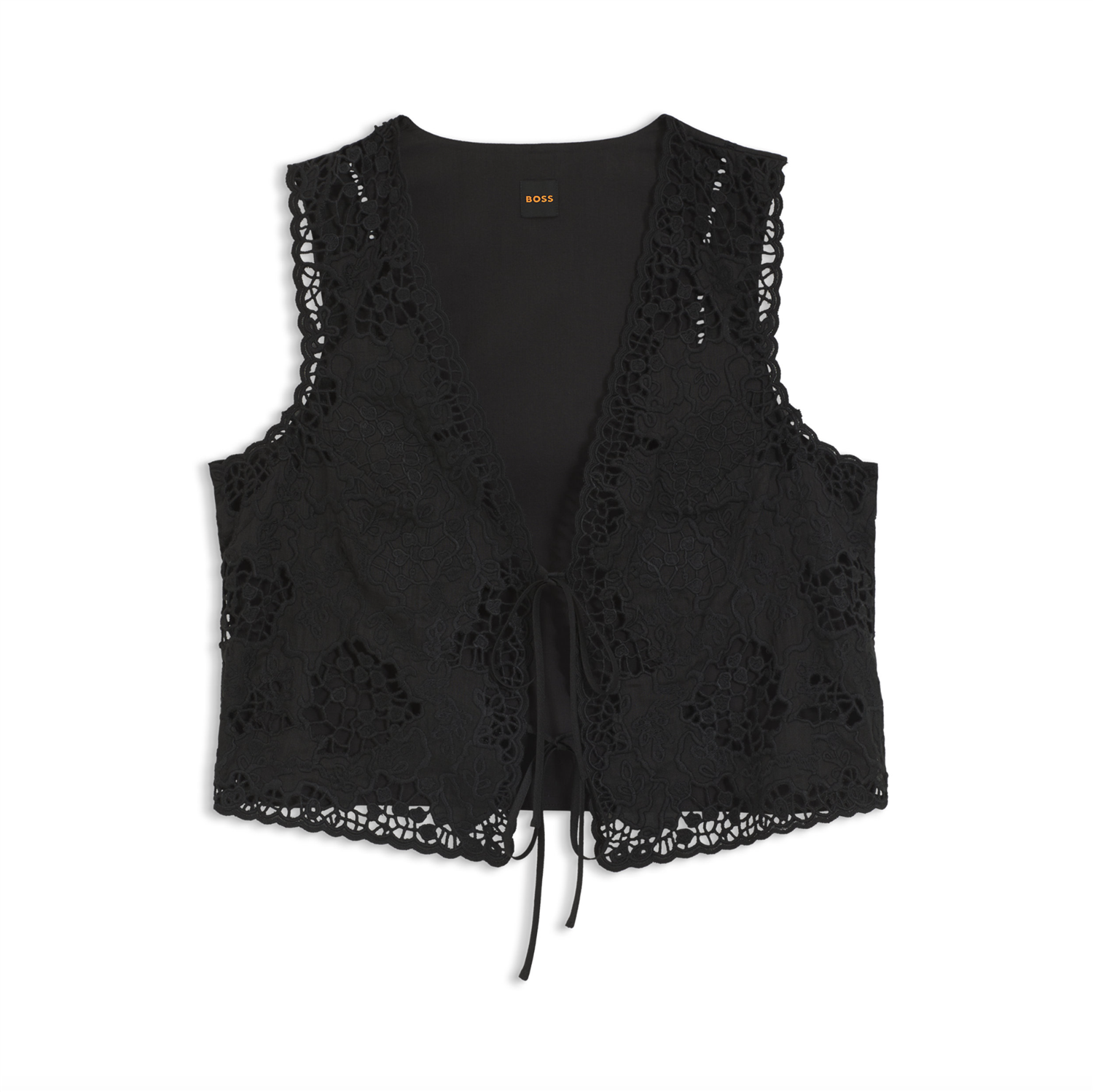 Topp - Embroidered Waistcoat With Tie Closure Black