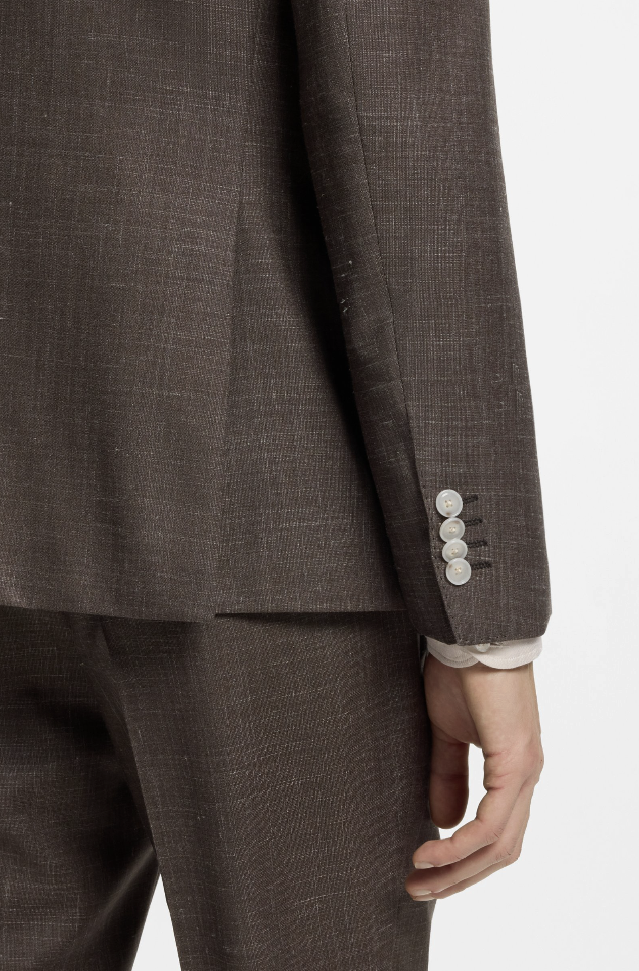 Blazer - Slim-fit Suit Jacket in wool, silk and linen - Dark Brown