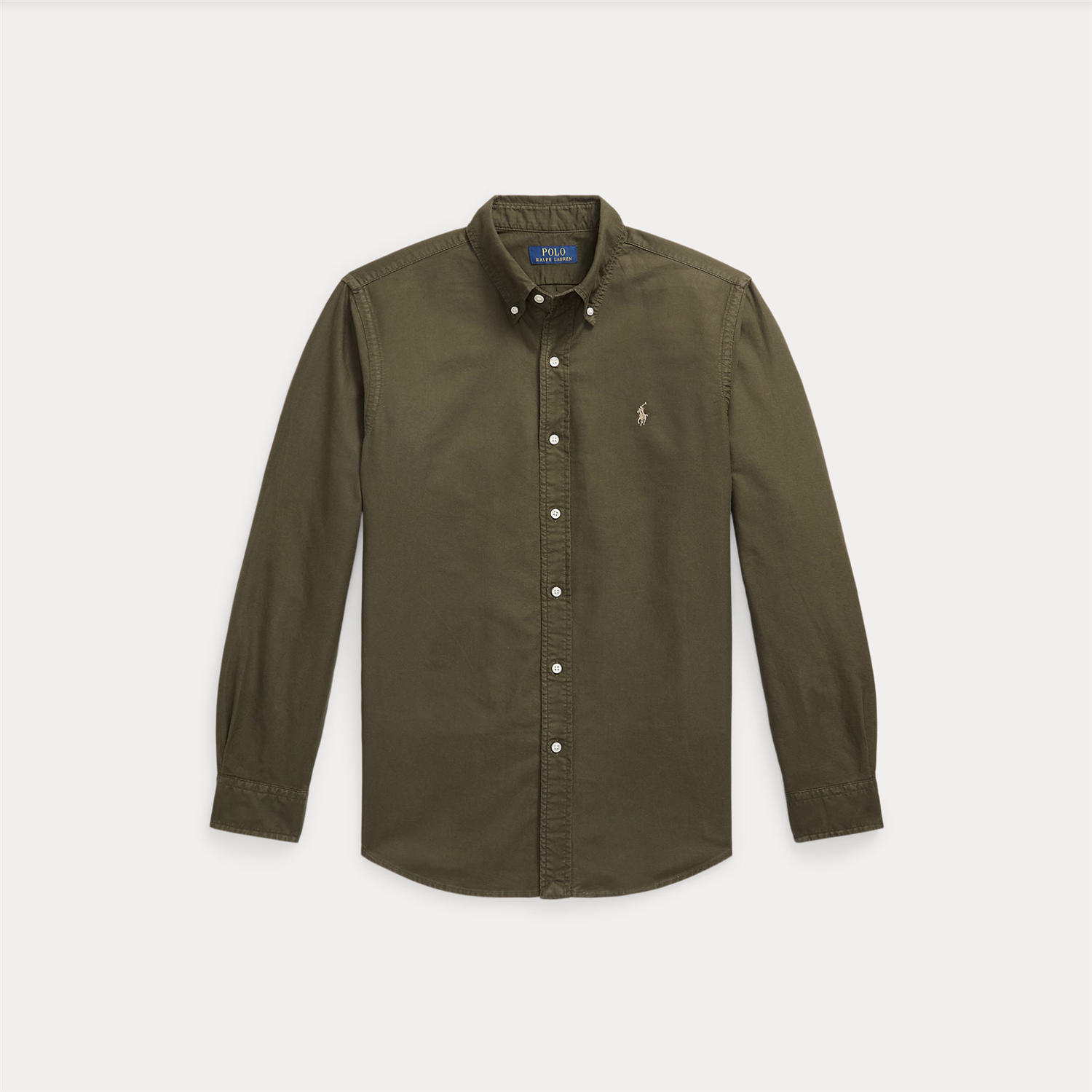 Skjorte -  Custom Fit Garment Dyed Oxford Shirt Company Olive