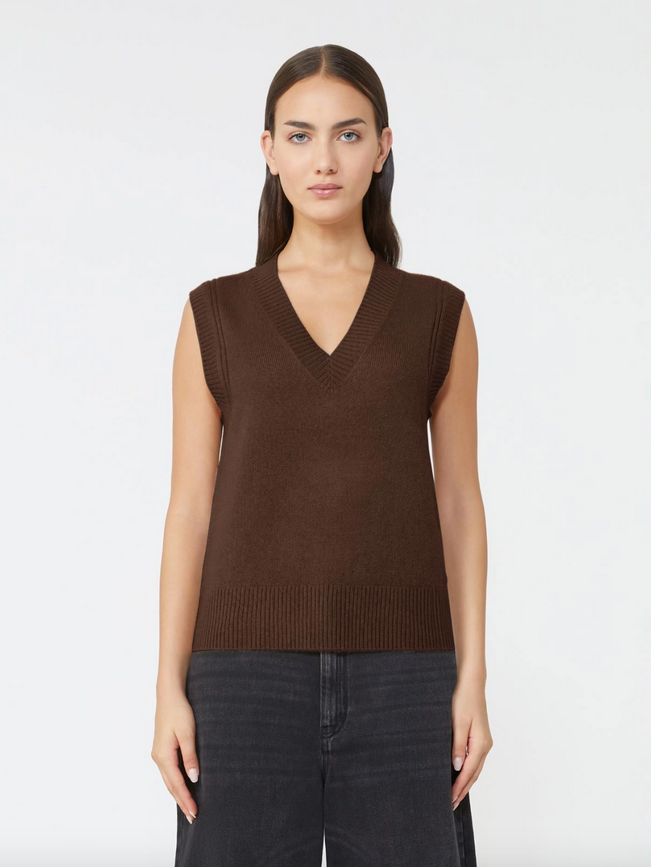 Vest - Carlos Cashmere knit gilet Chocolate