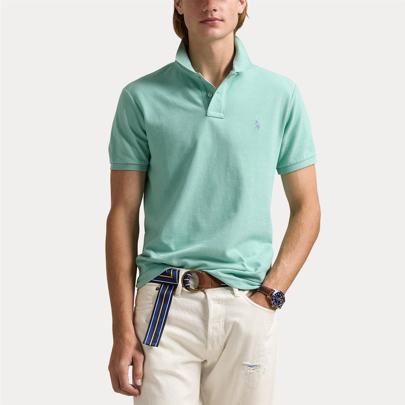 Pique - Custom Slim Fit Mesh Polo Shirt Celadon