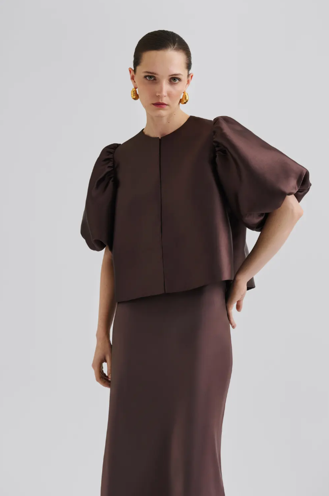 Jakke - Cleo Pouf Sleeve Blouse Chocolate