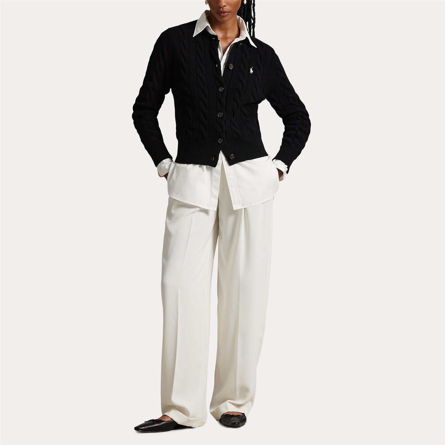 Cardigan - Cable-Knit Wool-Cashmere Cardigan Polo Black