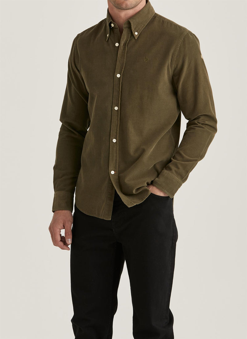 Skjorte - Douglas Cord Shirt-Slim Fit Olive