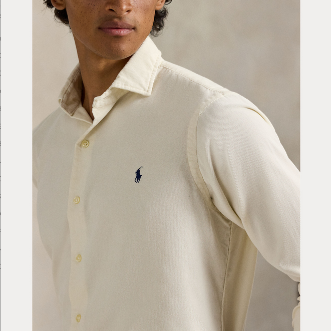 Skjorte - Custom Fit Corduroy Shirt Clubhouse Cream