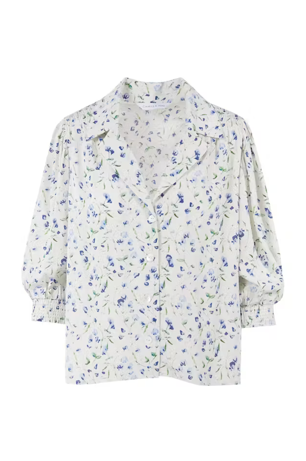 Bluse - Caria Blouse Blue Branch Print