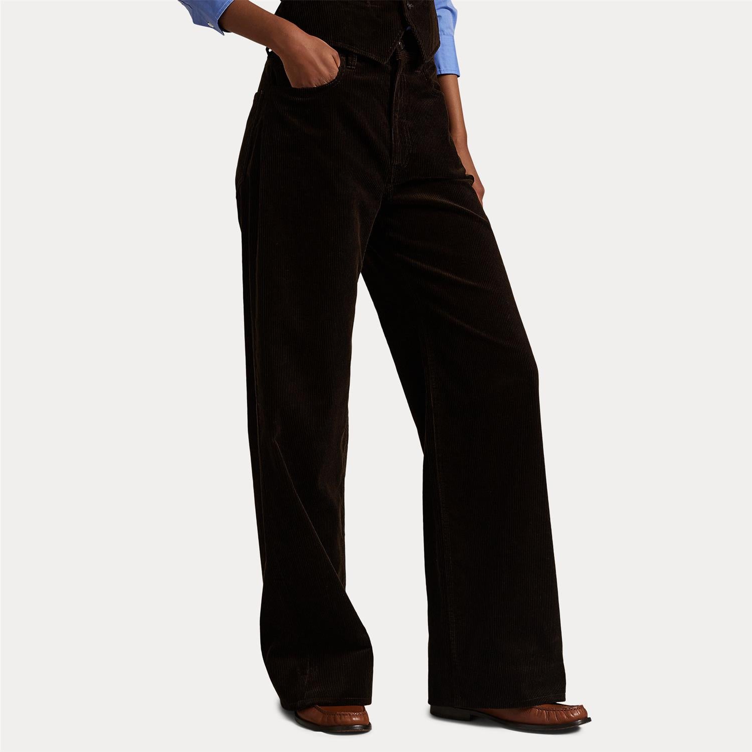 Bukse - Cotton Corduroy Wide-Leg Pant Dark Beech