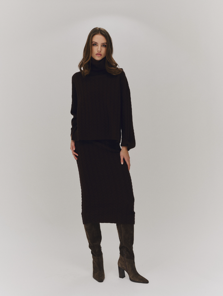 Genser - Tilda Merino Sweater Dark Brown