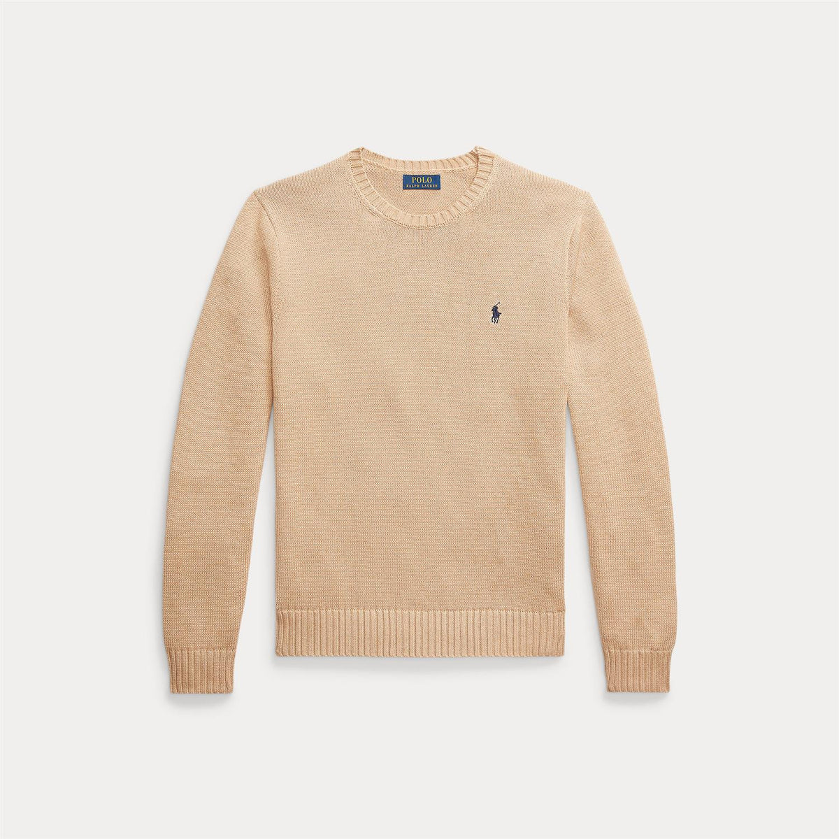 Genser - Cotton Crewneck Sweater Camel Melange