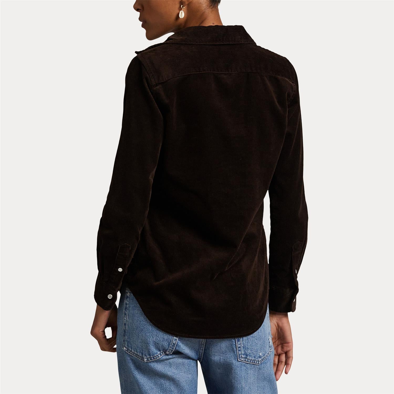 Skjorte - Stretch Slim Fit Cotton Corderoy Shirt Dark Beech