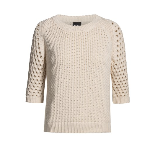 Genser - Cotton Blend Sweater With Mix Knit Open White