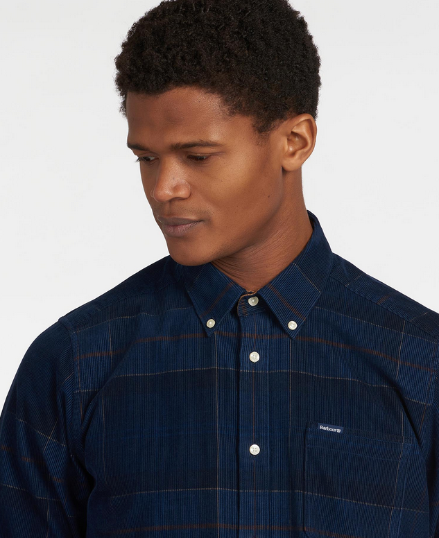 Skjorte - Blair Tailored Tartan Cord Shirt Navy