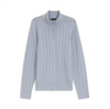 Genser - Zip Neck Sweater With An All Over Cable Pattern Open Blue