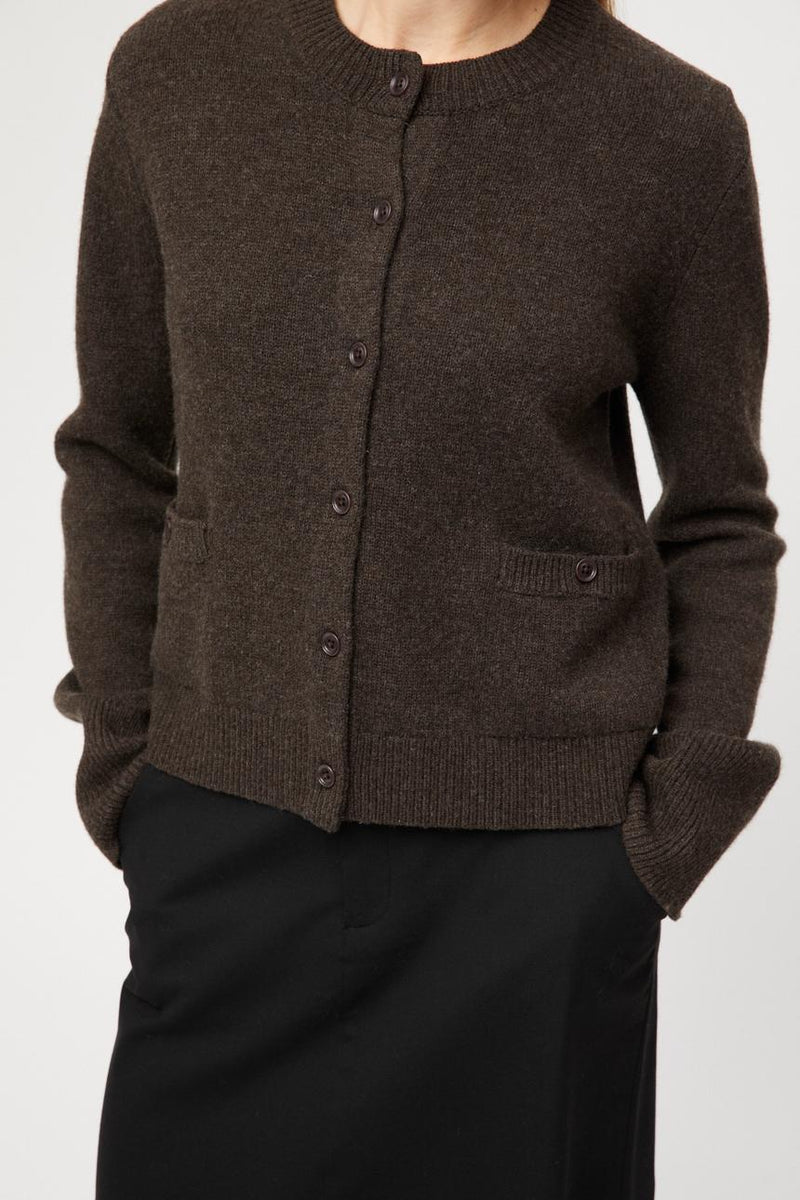 Cardigan - Structured Wool Cardigan Coffee