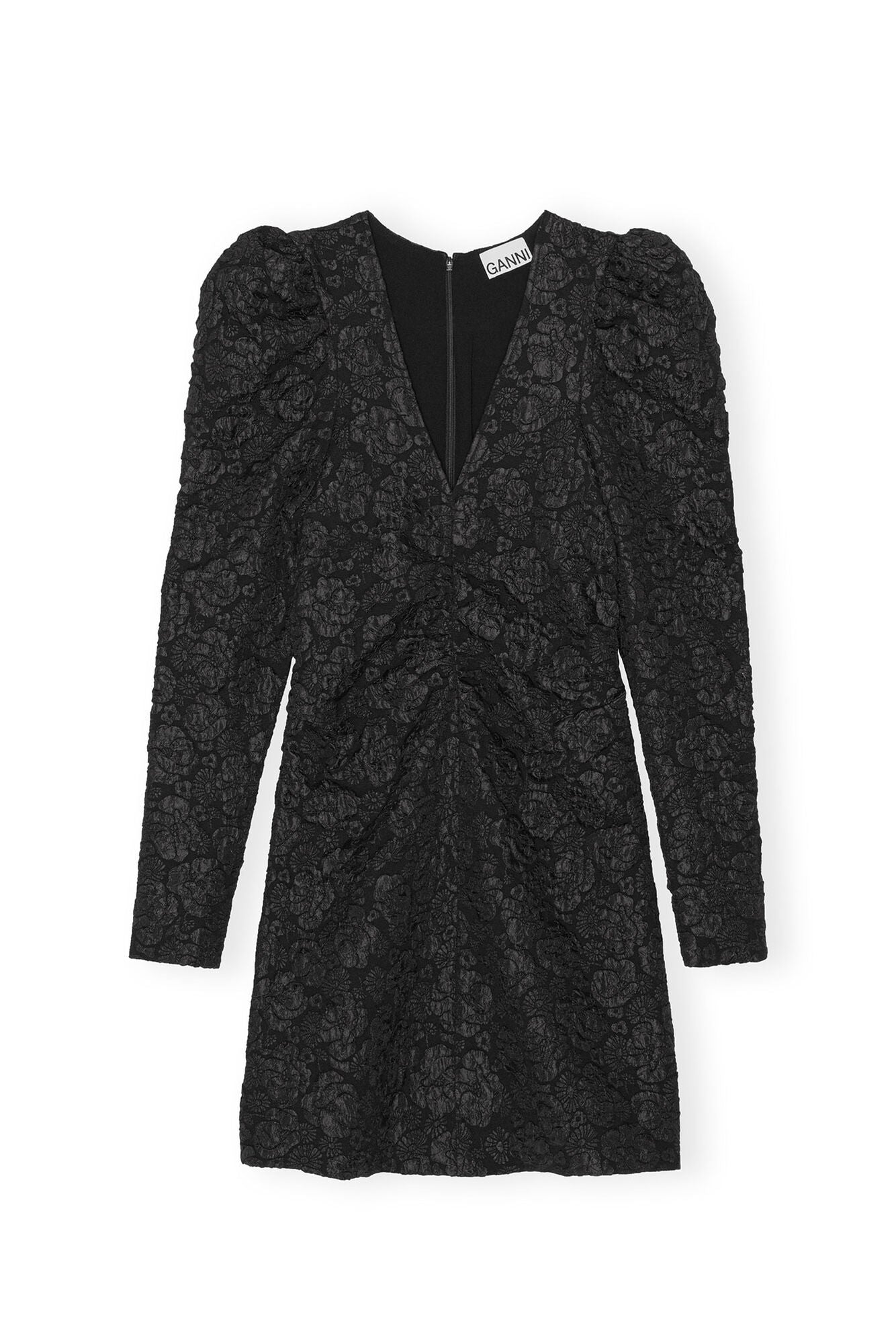 Kjole - Stretch Jacquard V -Neck Mini Dress Sort