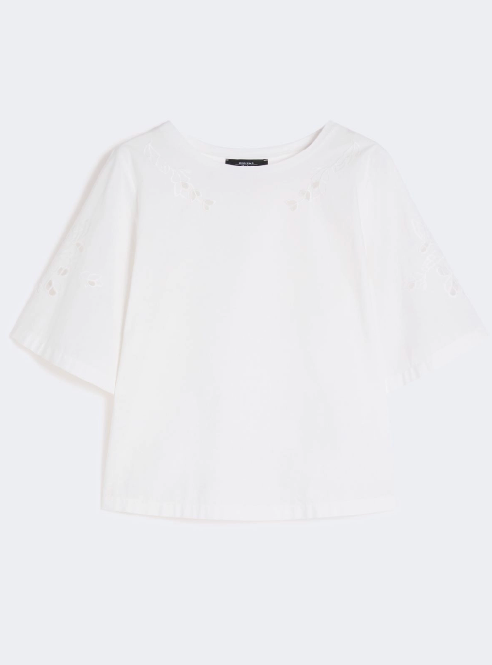 T Skjorte - Cotton Poplin Top With Embroideries White