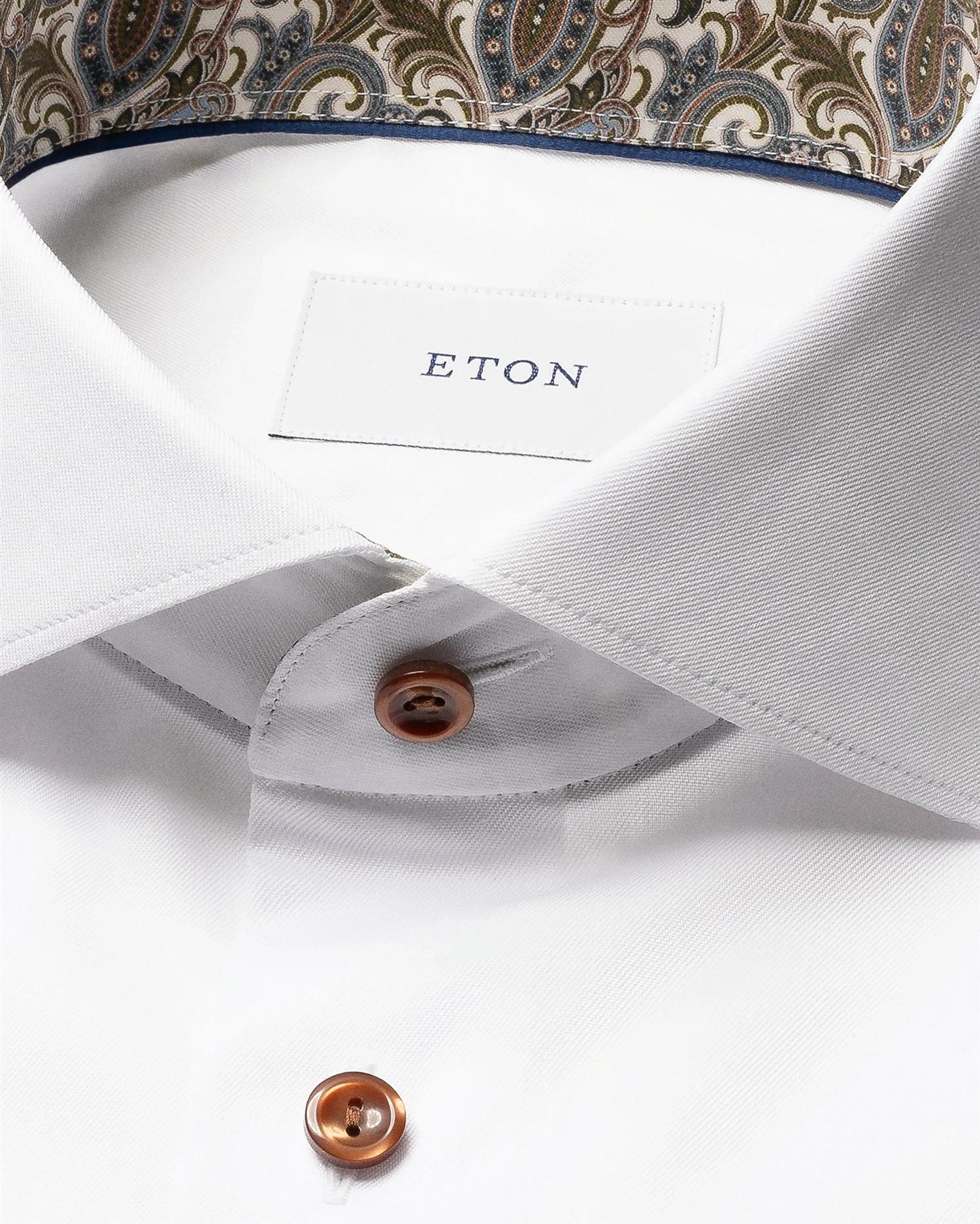 Skjorte - White Paisley Effect Signature Twill Shirt Slim Fit