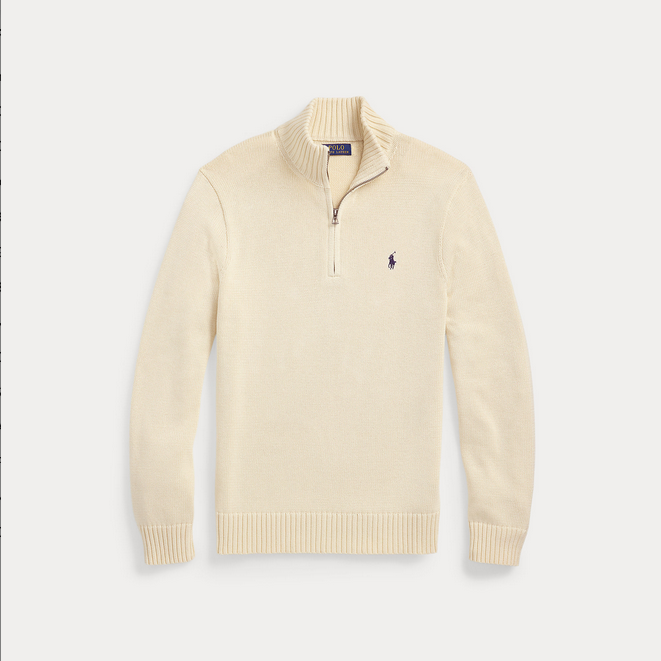 Genser - Cotton Quarter-Zip Sweater Andover Cream