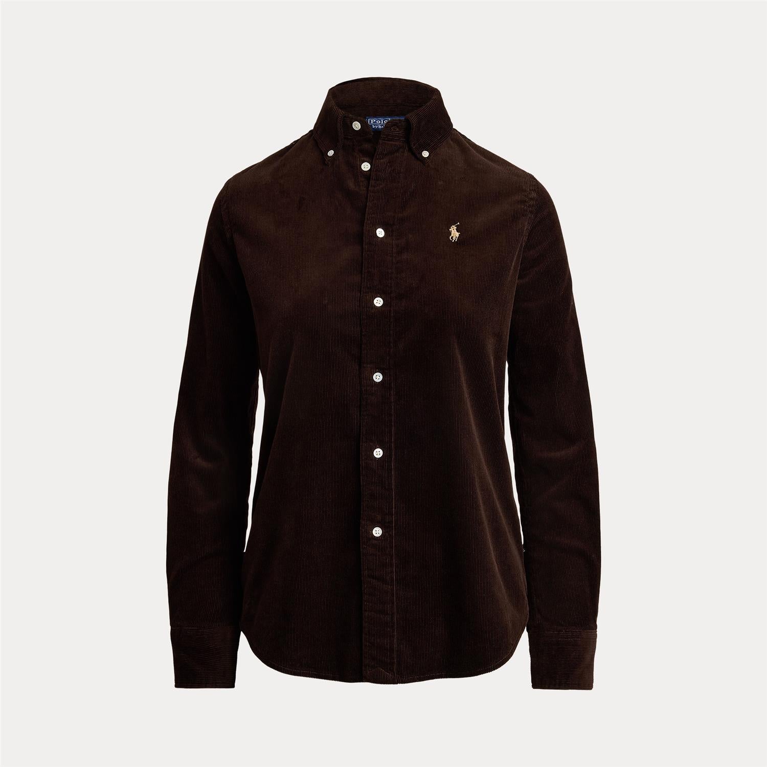 Skjorte - Stretch Slim Fit Cotton Corderoy Shirt Dark Beech