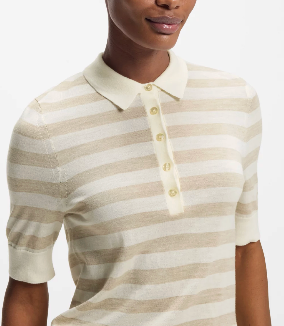 Topp - Short-sleeved sweater in merino wool with polo collar