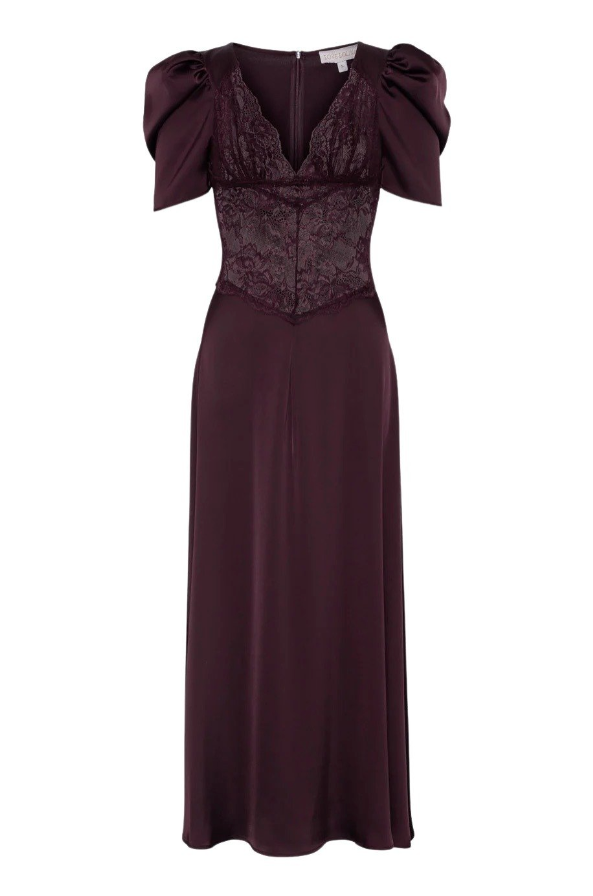 Topp - Francis Lace Midi Dress Burgundy