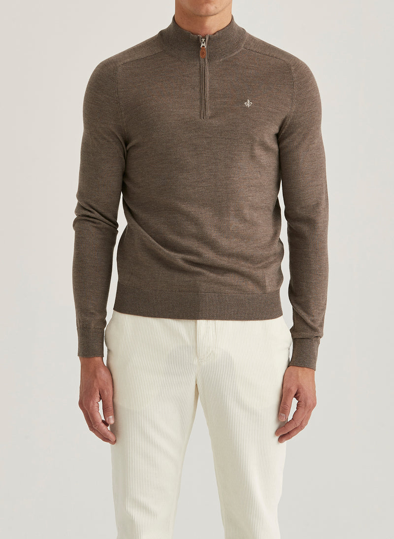 Genser - Merino John Zip Light Brown