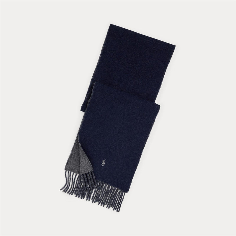 Skjerf - Reversible Wool Blend Scarf Navy/Charcoal