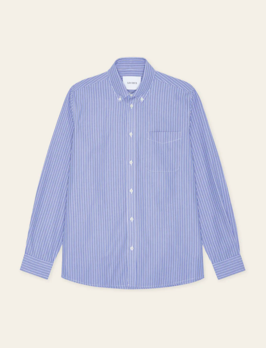 Skjorte - Kent Stripe Poplin Shirt Blue Fog