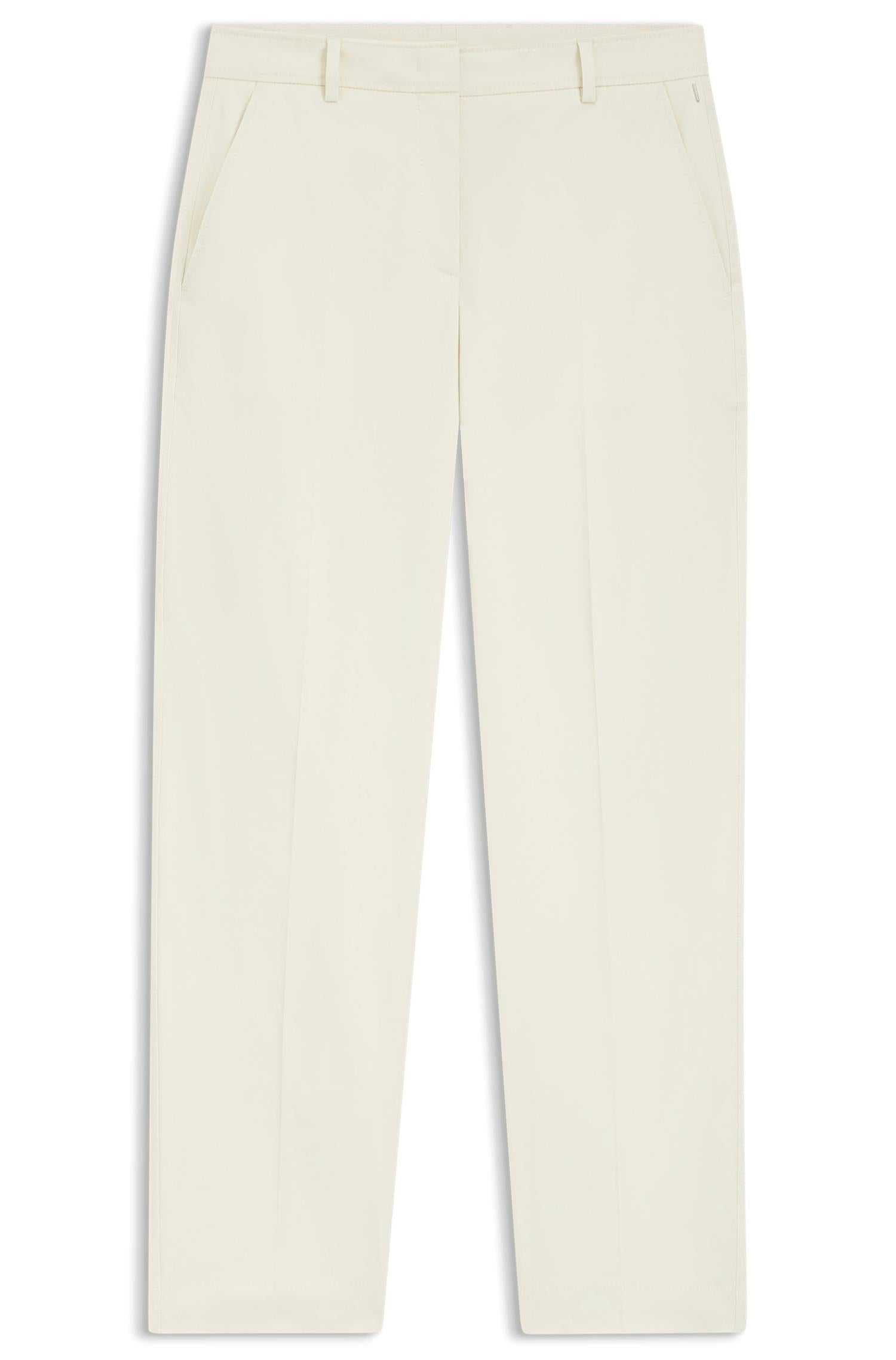 Bukse - Tapered-fit cropped trousers in stretch cotton