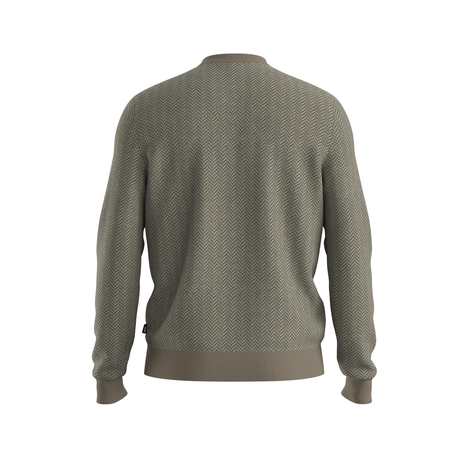 Genser - Herringbone-structured sweater in virgin wool and cotton
