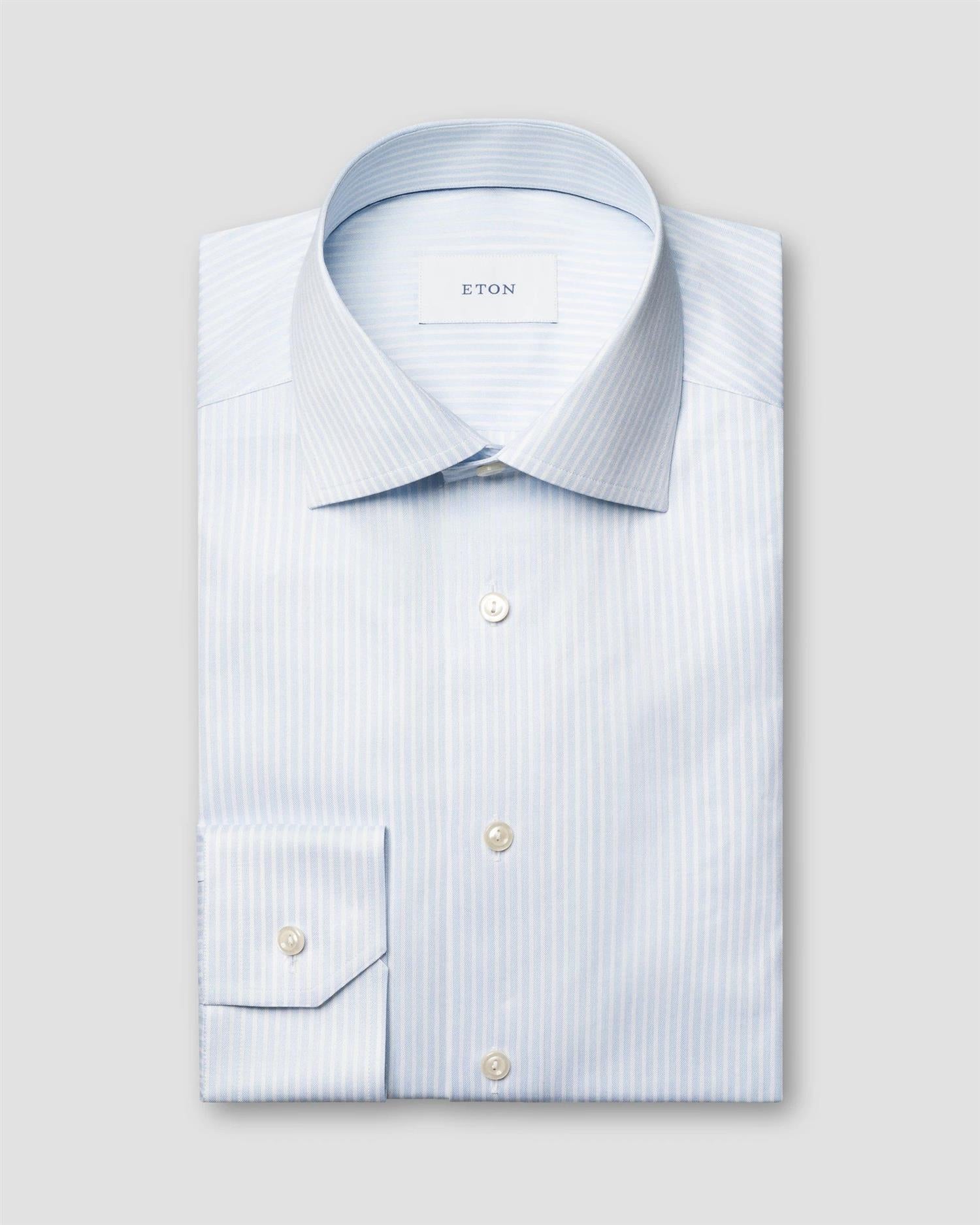 Skjorte - Light Blue Striped Signature Twill Shirt Slim Fit