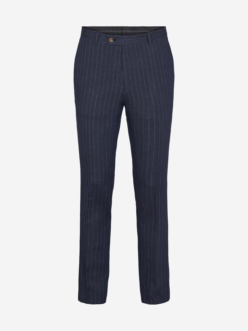 Bukse -  Craig Pinstripe Linen Pants Blue