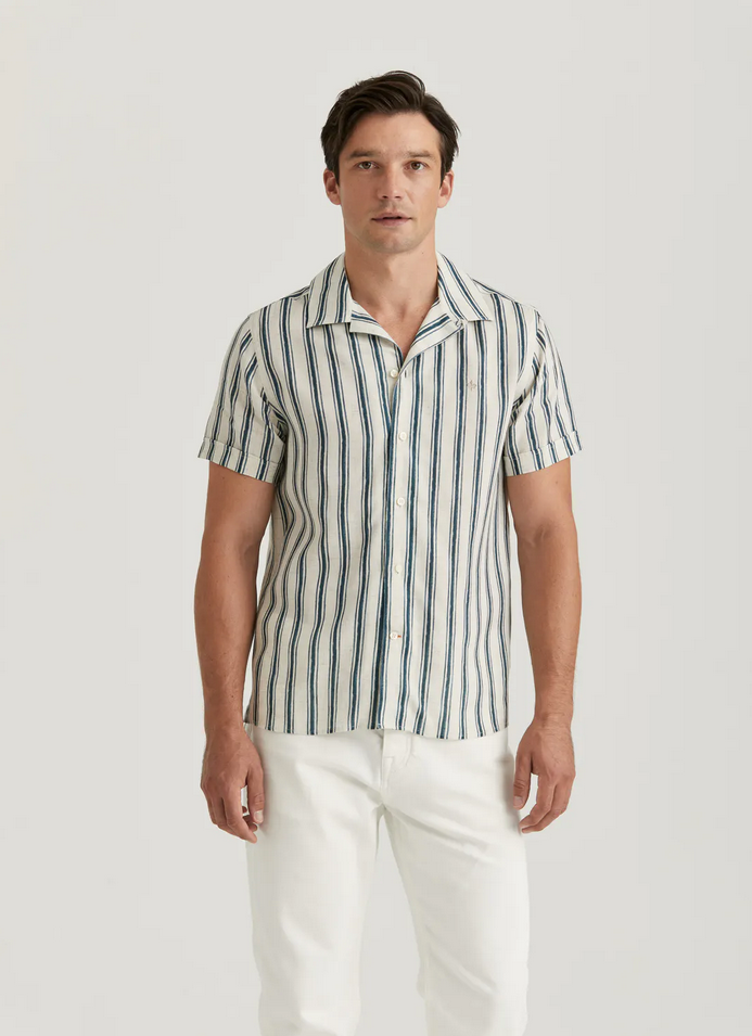 Skjorte - Printed Short Sleeve Shirt Blue