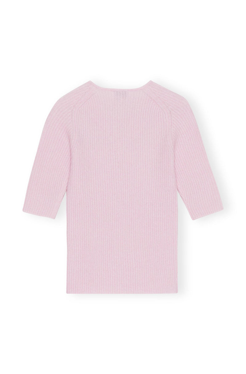 Topp - Soft Wool Cut Out Top Pink Tulle